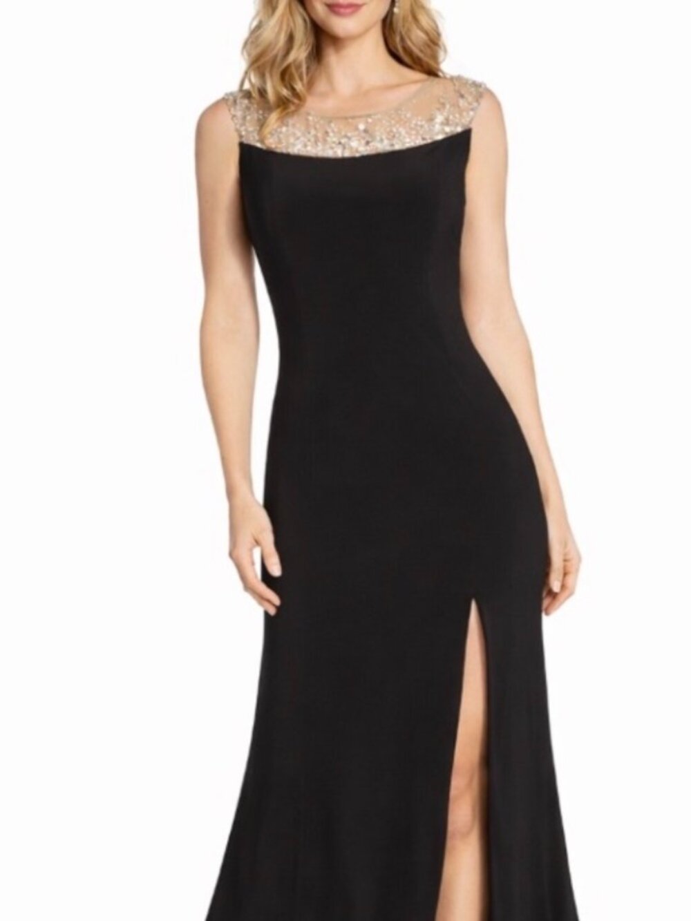 NWT Adrianna Papell Embellished Black Gown With Sequins. Size 10